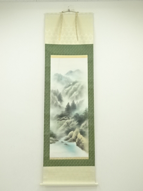 道具 ] - 道具 石洲筆 彩色山水 肉筆絹本掛軸（中島清堂識箱） | 宗